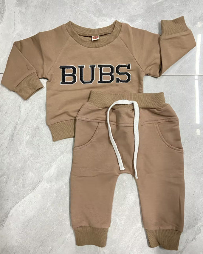 طقم سترة BUBS مطرزة بأكمام طويلة وحروف