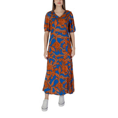 Blue Viscose Long Dress