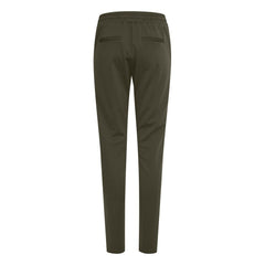 Green Polyester Casual Pants