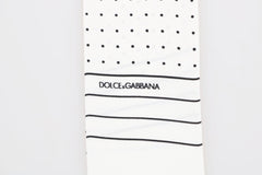 White Polka Dotted Silk Skinny Scarf