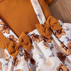 Girls' Fashion Simple Cotton Pit Strip Sling Printed Harness Skirt Set