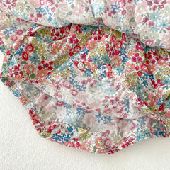 Baby Flounced Sleeve Suspender Fake Two Pieces Bottom-covering Rompers