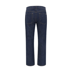 Blue Cotton Straight-Leg Jeans