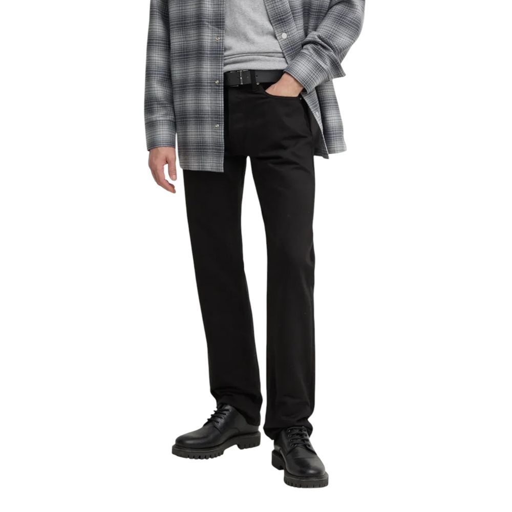 جينز قطن أسود بقصة واسعة