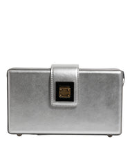 Metallic Silver DG BOX Leather Shoulder Strap Bag