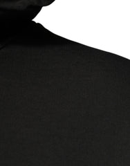 Black Cotton Hooded DG Shield Pullover Sweater