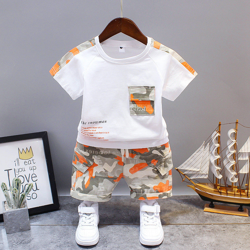 Summer Letter Lapel Short Sleeve Two-piece Suit