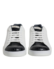 White Black Leather Portofino Sneaker Shoes