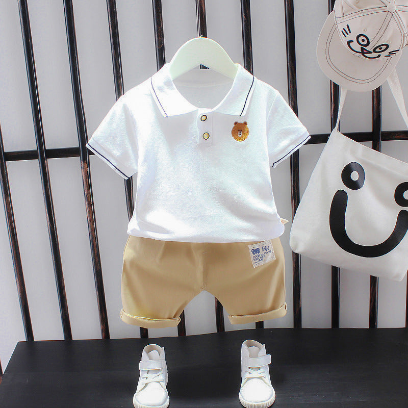 Summer Letter Lapel Short Sleeve Two-piece Suit