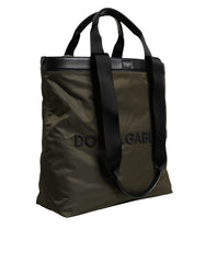 Military Green Nylon Shoulder Strap Tote Bag