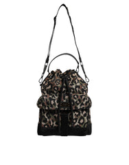 Multicolor Leopard Cotton Shoulder Bucket Bag