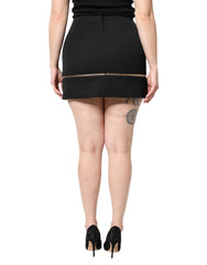 Black Virgin Wool High Waisted Mini Skirt
