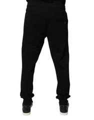 Black Cotton Mid Waist Jogger Sweatpants Pants