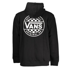 Black Cotton Men Sweater with Hood and Zip Pockets