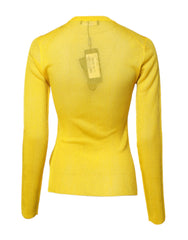 Yellow Polyester Women Pullover Top Sweater
