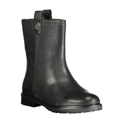 Black Leather Women Ankle Boot