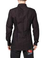 Maroon Jacquard Cotton GOLD Men Dress Shirt