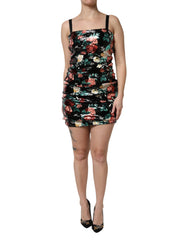 Black Floral Sequin Sleeveless Sheath Dress