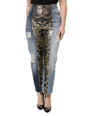 Multicolor Patchwork High Waist Denim Jeans