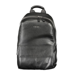 Black Polyester Men Backpack