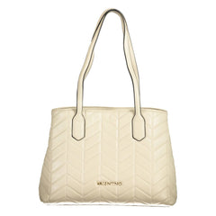 Beige Polyurethane Women's Handbag