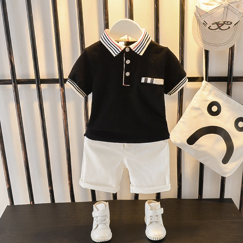 Summer Letter Lapel Short Sleeve Two-piece Suit