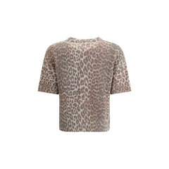 Leopard print short sleeve sweater