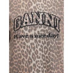 Leopard print short sleeve sweater