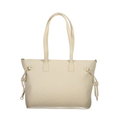Beige Polyurethane Women's Handbag