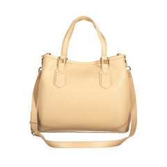 Beige Polyurethane Women Handbag