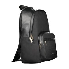 Black Polyester Men Backpack