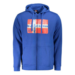 Blue Cotton Men's Hooded Sweatshirt