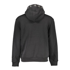 Black Cotton Men's Sweatshirt with Hood