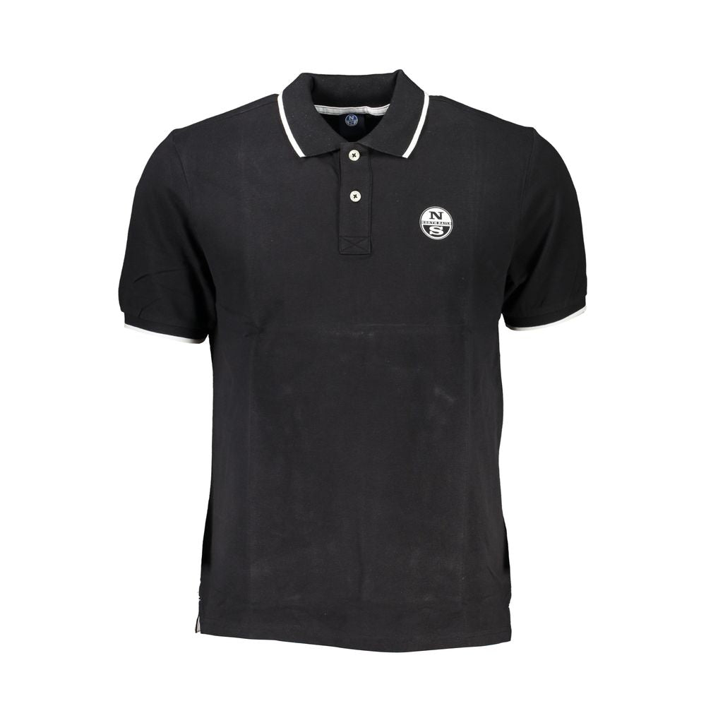 Black Cotton Men Polo Shirt