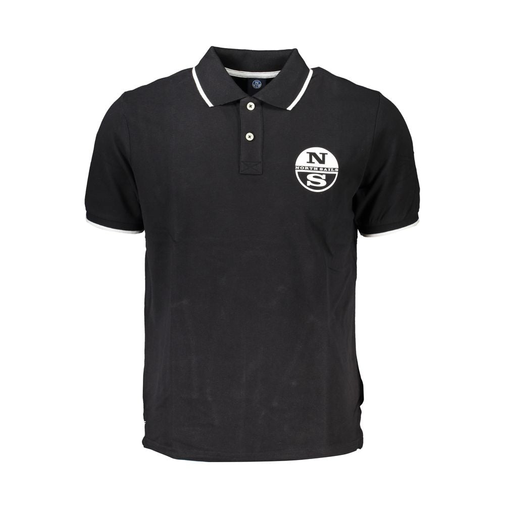 Black Cotton Men Polo Shirt