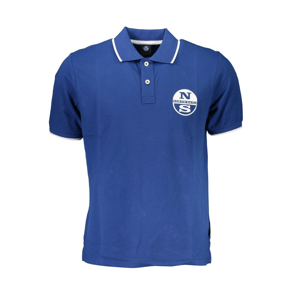 Blue Cotton Men Polo Shirt