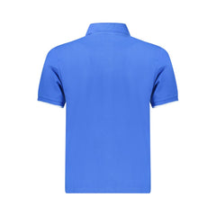 Blue Cotton Men Polo