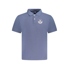 Blue Cotton Men Polo