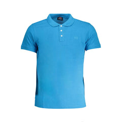Blue Cotton Men Polo Shirt