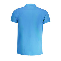Blue Cotton Men Polo Shirt