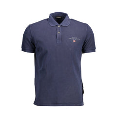 Blue Cotton Men Polo Shirt