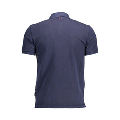 Blue Cotton Men Polo Shirt