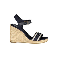 Blue Leather Women's Wedge Sandal