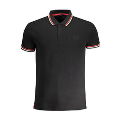 Black Cotton Men Polo Shirt