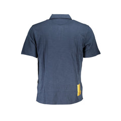 Blue Cotton Men Polo Shirt