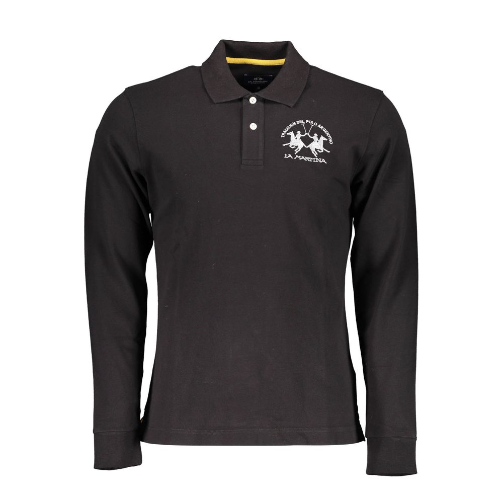 Elegant Long Sleeve Black Polo for Men