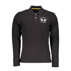 Elegant Long Sleeve Black Polo for Men