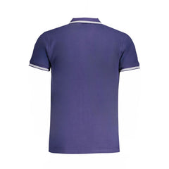 Blue Cotton Men Polo Shirt