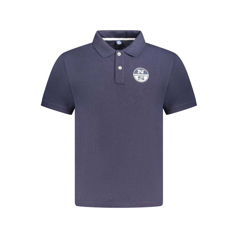 Blue Cotton Men Polo