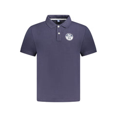 Blue Cotton Men Polo